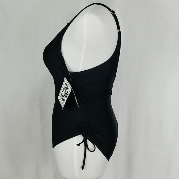 NWT ruched sides black deep cut bathing su… - Picture 8 of 9